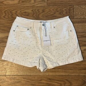 Generation Love Womens Vita Pearl Embellished Denim Shorts in White Size 29